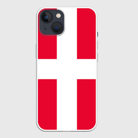 Чехол для iPhone 13 с принтом Дания | Флаг Дании в Санкт-Петербурге,  |  | белый | герб | государство | дании | дания | знак | красный | крест | линии | символика | страна | флаг