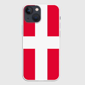 Чехол для iPhone 13 mini с принтом Дания | Флаг Дании в Санкт-Петербурге,  |  | белый | герб | государство | дании | дания | знак | красный | крест | линии | символика | страна | флаг