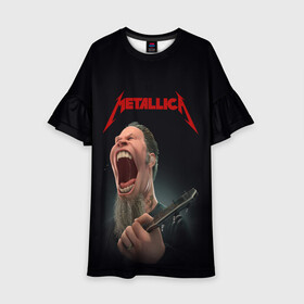 Детское платье 3D с принтом James Alan Hetfield | METALLICA (Z) в Санкт-Петербурге, 100% полиэстер | прямой силуэт, чуть расширенный к низу. Круглая горловина, на рукавах — воланы | james alan hetfield | kurt kobein | metallica | rock | джеймс хэтфилд | курт кобейн | металика | металлика | рок | супер звезда