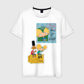 Мужская футболка хлопок с принтом HEY ARNOLD! II в Санкт-Петербурге, 100% хлопок | прямой крой, круглый вырез горловины, длина до линии бедер, слегка спущенное плечо. | animation | kids | school | мультфильмы | приключения | школа