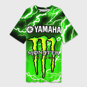 Платье-футболка 3D с принтом YAMAHA X MONSTER   SPORT в Санкт-Петербурге,  |  | monster energy | motorcycle | yamaha | yzf r6 | байк | байкер | зеленый | монстер | мотоспорт | мототехника | мотоцикл | мотоциклист | скутер | энергетик. | ямаха