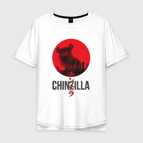 Мужская футболка хлопок Oversize с принтом Chinzilla black в Санкт-Петербурге, 100% хлопок | свободный крой, круглый ворот, “спинка” длиннее передней части | Тематика изображения на принте: chinzilla | zhinzhilla | чинзилла | шинзилла | шиншилла