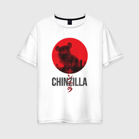 Женская футболка хлопок Oversize с принтом Chinzilla black в Санкт-Петербурге, 100% хлопок | свободный крой, круглый ворот, спущенный рукав, длина до линии бедер
 | chinzilla | zhinzhilla | чинзилла | шинзилла | шиншилла