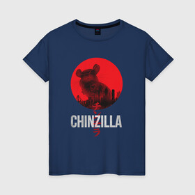 Женская футболка хлопок с принтом Chinzilla white в Санкт-Петербурге, 100% хлопок | прямой крой, круглый вырез горловины, длина до линии бедер, слегка спущенное плечо | Тематика изображения на принте: chinchilla | chinzilla | чинзилла | шинзилла | шиншилла