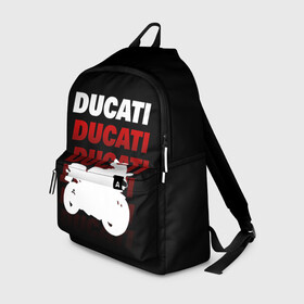 Рюкзак 3D с принтом DUCATI / ДУКАТИ / SPORT в Санкт-Петербурге, 100% полиэстер | лямки с регулируемой длиной, сверху петелька, чтобы рюкзак можно было повесить на вешалку. Основное отделение закрывается на молнию, как и внешний карман. Внутри два дополнительных кармана, один из которых закрывается на молнию. По бокам два дополнительных кармашка | ducati | motorcycle | motosport | racing | speed | sport | байк. | гонки | двигатель | дукати | мото | мотокросс | мотоспорт | мототриал | мотоцикл | скорость | спорт