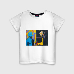 Детская футболка хлопок с принтом Картина#17, Ческидов Александр в Санкт-Петербурге, 100% хлопок | круглый вырез горловины, полуприлегающий силуэт, длина до линии бедер | абстракция | джин | живопись | искусство | искушение | картина | человек | ческидов