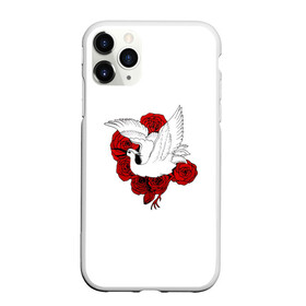 Чехол для iPhone 11 Pro матовый с принтом Аист на фоне красных роз в Санкт-Петербурге, Силикон |  | аист | птица | птицы | розы | цветы