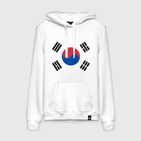 Женская толстовка хлопок с принтом Корея | Корейский флаг в Санкт-Петербурге, френч-терри, мягкий теплый начес внутри (100% хлопок) | карман-кенгуру, эластичные манжеты и нижняя кромка, капюшон с подкладом и шнурком | буква | герб | знак | иероглифы | корейский | корейский флаг | корея | символ | символы | флаг | флаг кореи | эмблема | эмблемма
