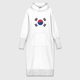 Платье удлиненное хлопок с принтом Корея | Корейский флаг в Санкт-Петербурге,  |  | буква | герб | знак | иероглифы | корейский | корейский флаг | корея | символ | символы | флаг | флаг кореи | эмблема | эмблемма