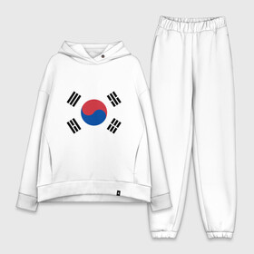 Женский костюм хлопок Oversize с принтом Корея | Корейский флаг в Санкт-Петербурге,  |  | буква | герб | знак | иероглифы | корейский | корейский флаг | корея | символ | символы | флаг | флаг кореи | эмблема | эмблемма
