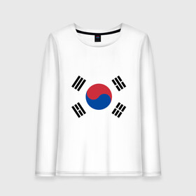 Женский лонгслив хлопок с принтом Корея | Корейский флаг в Санкт-Петербурге, 100% хлопок |  | буква | герб | знак | иероглифы | корейский | корейский флаг | корея | символ | символы | флаг | флаг кореи | эмблема | эмблемма