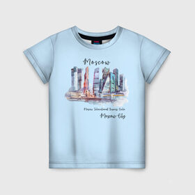 Детская футболка 3D с принтом Москва-Сити в Санкт-Петербурге, 100% гипоаллергенный полиэфир | прямой крой, круглый вырез горловины, длина до линии бедер, чуть спущенное плечо, ткань немного тянется | Тематика изображения на принте: город | москва | набережная | сити