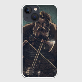 Чехол для iPhone 13 mini с принтом Викинг в Санкт-Петербурге,  |  | бородач | викинг | воин | воин с топорами | рисунок | топоры