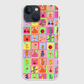 Чехол для iPhone 13 mini с принтом Хороший день в Санкт-Петербурге,  |  | девочки | дружба | котики | разноцветный | рыбка | счастье | узор | цветочный | шарики