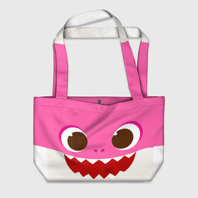Пляжная сумка 3D с принтом Baby Shark в Санкт-Петербурге, 100% полиэстер | застегивается на металлическую кнопку; внутренний карман застегивается на молнию. Стенки укреплены специальным мягким материалом, чтобы защитить содержимое от несильных ударов
 | baby shark | toothy smile | зубастая  улыбка