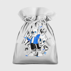 Подарочный 3D мешок с принтом Санс и его мальчик в Санкт-Петербурге, 100% полиэстер | Размер: 29*39 см | Тематика изображения на принте: 8 bit | 8 бит | game | games | undertale | андертейл | андертэил | игра | игры | пиксели | пиксель | санс