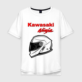 Мужская футболка хлопок Oversize с принтом KAWASAKI NINJA / КАВАСАКИ в Санкт-Петербурге, 100% хлопок | свободный крой, круглый ворот, “спинка” длиннее передней части | kawasaki | motorcycle | motosport | ninja | racing | speed | sport | байк | гонки | двигатель | кавасаки | мото | мотокросс | мотоспорт | мототриал | мотоцикл | нинзя. | скорость | спорт