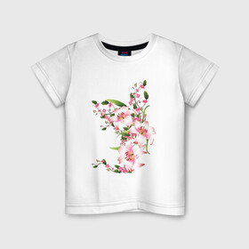 Детская футболка хлопок с принтом Прекрасные лилии в Санкт-Петербурге, 100% хлопок | круглый вырез горловины, полуприлегающий силуэт, длина до линии бедер | лилии | прекрасные лилии | растения | розовые цветы | цветы