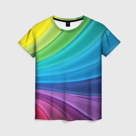 Женская футболка 3D с принтом Радуга в Санкт-Петербурге, 100% полиэфир ( синтетическое хлопкоподобное полотно) | прямой крой, круглый вырез горловины, длина до линии бедер | абстракция | летний | много цветов | радуга | радужный | разноцветный | сочный | яркий