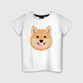 Детская футболка хлопок с принтом Shiba art в Санкт-Петербурге, 100% хлопок | круглый вырез горловины, полуприлегающий силуэт, длина до линии бедер | akita | art | dog | inu | shiba | акита | арт | ину | сиба | собака | шиба