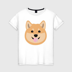 Женская футболка хлопок с принтом Shiba art в Санкт-Петербурге, 100% хлопок | прямой крой, круглый вырез горловины, длина до линии бедер, слегка спущенное плечо | akita | art | dog | inu | shiba | акита | арт | ину | сиба | собака | шиба