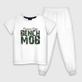 Детская пижама хлопок с принтом Milwaukee Bench Mob в Санкт-Петербурге, 100% хлопок |  брюки и футболка прямого кроя, без карманов, на брюках мягкая резинка на поясе и по низу штанин
 | Тематика изображения на принте: basketball | bucks | giannis | milwaukee | mvp | nba | ntetokounmpo | sport | streetball | адетокумбо | бакс | баскетбол | игра | милуоки | мяч | нба | олень | спорт | стритбол | тренер | чемпион | янис