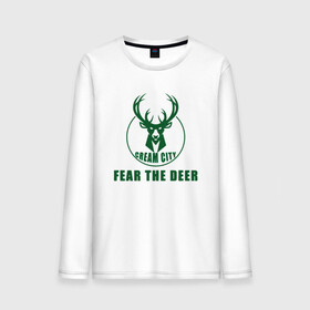 Мужской лонгслив хлопок с принтом Fear The Deer в Санкт-Петербурге, 100% хлопок |  | antetokounmpo | basketball | bucks | giannis | milwaukee | mvp | nba | sport | streetball | адетокумбо | бакс | баскетбол | игра | милуоки | мяч | нба | олень | спорт | стритбол | тренер | чемпион | янис