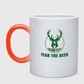 Кружка хамелеон с принтом Fear The Deer в Санкт-Петербурге, керамика | меняет цвет при нагревании, емкость 330 мл | antetokounmpo | basketball | bucks | giannis | milwaukee | mvp | nba | sport | streetball | адетокумбо | бакс | баскетбол | игра | милуоки | мяч | нба | олень | спорт | стритбол | тренер | чемпион | янис