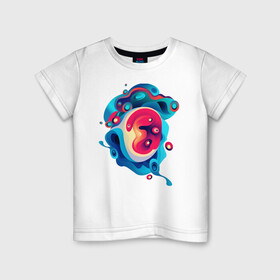 Детская футболка хлопок с принтом Зарождение жизни в Санкт-Петербурге, 100% хлопок | круглый вырез горловины, полуприлегающий силуэт, длина до линии бедер | Тематика изображения на принте: abstractio | абстракция | абстрогирование | кривые | неопознанное | пятно | эмбрион