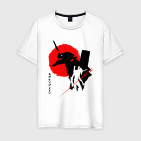Мужская футболка хлопок с принтом ЕВА-02 | RED SUN в Санкт-Петербурге, 100% хлопок | прямой крой, круглый вырез горловины, длина до линии бедер, слегка спущенное плечо. | anime | eva | evangelion | nerv | аниме | анимэ | ева | евангилион | нерв | роботы | рэй | синдзи | япония