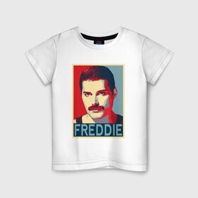 Детская футболка хлопок с принтом Freddie в Санкт-Петербурге, 100% хлопок | круглый вырез горловины, полуприлегающий силуэт, длина до линии бедер | alternative | metall | music | queen | qween | rock | альтернатива | квин | куин | металл | музыка | рок | фредди меркьюри