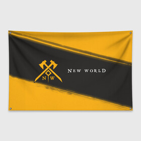 Флаг-баннер с принтом New World - Brush в Санкт-Петербурге, 100% полиэстер | размер 67 х 109 см, плотность ткани — 95 г/м2; по краям флага есть четыре люверса для крепления | amazon | covenant | game | games | logo | marauders | new | new world | rpg | syndicate | world | амазон | ворлд | игра | игры | ковенанты | краска | лого | марадеры | мир | новый | нью | нью ворлд | рпг | синдикат