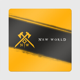 Магнит виниловый Квадрат с принтом New World - Brush в Санкт-Петербурге, полимерный материал с магнитным слоем | размер 9*9 см, закругленные углы | amazon | covenant | game | games | logo | marauders | new | new world | rpg | syndicate | world | амазон | ворлд | игра | игры | ковенанты | краска | лого | марадеры | мир | новый | нью | нью ворлд | рпг | синдикат