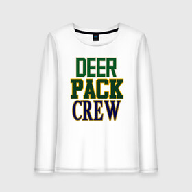 Женский лонгслив хлопок с принтом Deer Pack Crew в Санкт-Петербурге, 100% хлопок |  | antetokounmpo | basketball | bucks | giannis | milwaukee | mvp | nba | sport | streetball | адетокумбо | бакс | баскетбол | игра | милуоки | мяч | нба | олень | спорт | стритбол | тренер | чемпион | янис