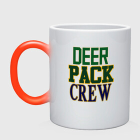 Кружка хамелеон с принтом Deer Pack Crew в Санкт-Петербурге, керамика | меняет цвет при нагревании, емкость 330 мл | antetokounmpo | basketball | bucks | giannis | milwaukee | mvp | nba | sport | streetball | адетокумбо | бакс | баскетбол | игра | милуоки | мяч | нба | олень | спорт | стритбол | тренер | чемпион | янис