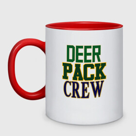 Кружка двухцветная с принтом Deer Pack Crew в Санкт-Петербурге, керамика | объем — 330 мл, диаметр — 80 мм. Цветная ручка и кайма сверху, в некоторых цветах — вся внутренняя часть | antetokounmpo | basketball | bucks | giannis | milwaukee | mvp | nba | sport | streetball | адетокумбо | бакс | баскетбол | игра | милуоки | мяч | нба | олень | спорт | стритбол | тренер | чемпион | янис