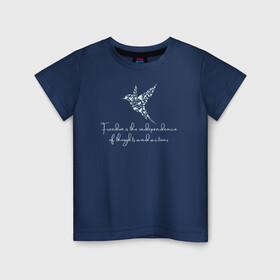 Детская футболка хлопок с принтом Freedom в Санкт-Петербурге, 100% хлопок | круглый вырез горловины, полуприлегающий силуэт, длина до линии бедер | Тематика изображения на принте: freedom | действие | мысль | независимость | свобода