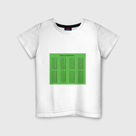 Детская футболка хлопок с принтом Таблица Умножения! в Санкт-Петербурге, 100% хлопок | круглый вырез горловины, полуприлегающий силуэт, длина до линии бедер | арифметика | ботану | математика | таблица | тетрадь | умножение | универ. | уроки | учителю