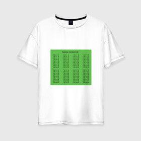 Женская футболка хлопок Oversize с принтом Таблица Умножения! в Санкт-Петербурге, 100% хлопок | свободный крой, круглый ворот, спущенный рукав, длина до линии бедер
 | арифметика | ботану | математика | таблица | тетрадь | умножение | универ. | уроки | учителю