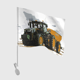 Флаг для автомобиля с принтом JOHN DEERE I Джон Дир! в Санкт-Петербурге, 100% полиэстер | Размер: 30*21 см | john deere | агроном | джон дир | земля | природа | работяга. | сельскохозяйственная техника | трактор | тракторист | труд