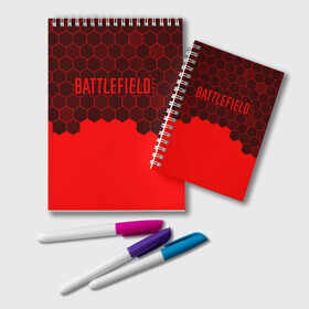 Блокнот с принтом Battlefield 2042 - Hexagon в Санкт-Петербурге, 100% бумага | 48 листов, плотность листов — 60 г/м2, плотность картонной обложки — 250 г/м2. Листы скреплены удобной пружинной спиралью. Цвет линий — светло-серый
 | Тематика изображения на принте: 2042 | battle | battlefield | fps | game | games | logo | portal | royale | shooter | батлфилд | битва | игра | игры | королевская | лого | портал | соты | шутер