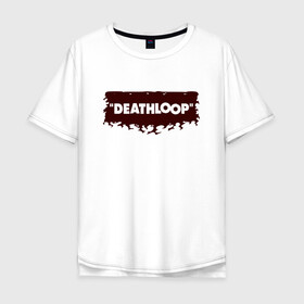 Мужская футболка хлопок Oversize с принтом Deathloop - Flames в Санкт-Петербурге, 100% хлопок | свободный крой, круглый ворот, “спинка” длиннее передней части | Тематика изображения на принте: death | deathloop | game | games | loop | дэслуп | дэт | дэтлуп | знак | игра | игры | лого | луп | мертвая | огонь | пелтя | пламя | символ