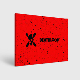 Холст прямоугольный с принтом Deathloop - Skull - Paint в Санкт-Петербурге, 100% ПВХ |  | death | deathloop | game | games | loop | paint | skull | брызги | дэслуп | дэт | дэтлуп | знак | игра | игры | краска | лого | луп | мертвая | пелтя | символ