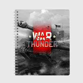 Тетрадь с принтом WAR THUNDER / ВАР ТАНДЕР  в Санкт-Петербурге, 100% бумага | 48 листов, плотность листов — 60 г/м2, плотность картонной обложки — 250 г/м2. Листы скреплены сбоку удобной пружинной спиралью. Уголки страниц и обложки скругленные. Цвет линий — светло-серый
 | game | war thunder | warthunder | world of tanks | wot | вар тандер | война | вот | игры | корабли | мир танков. | онлайн игра | самолеты | танки