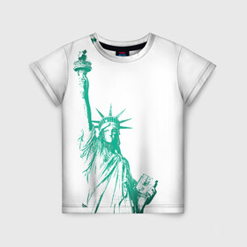 Детская футболка 3D с принтом Статуя Свободы в Санкт-Петербурге, 100% гипоаллергенный полиэфир | прямой крой, круглый вырез горловины, длина до линии бедер, чуть спущенное плечо, ткань немного тянется | америка | нью йорк | свобода | статуя свободы | сша