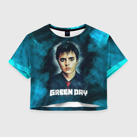 Женская футболка Crop-top 3D с принтом Billie | GreenDay | ГринДай (Z) в Санкт-Петербурге, 100% полиэстер | круглая горловина, длина футболки до линии талии, рукава с отворотами | billie joe armstrong | greenday | rock | альтернативный | билли джо армстронг | гриндей | зеленый день | майк дёрнт | музыка | панк рок | поп панк | рок | тре кул