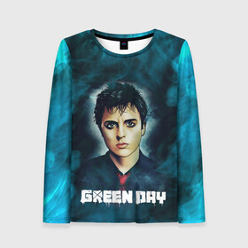 Женский лонгслив 3D с принтом Billie | GreenDay | ГринДай (Z) в Санкт-Петербурге, 100% полиэстер | длинные рукава, круглый вырез горловины, полуприлегающий силуэт | billie joe armstrong | greenday | rock | альтернативный | билли джо армстронг | гриндей | зеленый день | майк дёрнт | музыка | панк рок | поп панк | рок | тре кул