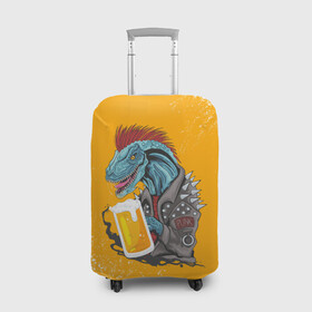Чехол для чемодана 3D с принтом Пивозавр - Взрыв в Санкт-Петербурге, 86% полиэфир, 14% спандекс | двустороннее нанесение принта, прорези для ручек и колес | dinosaur | pivo | pivozavr | взрыв | динозавр | краска | прикол