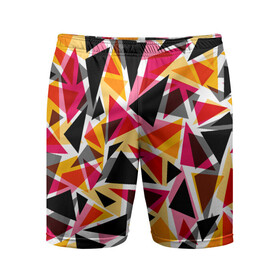Мужские шорты спортивные с принтом Разноцветные треугольники в Санкт-Петербурге,  |  | абстрактный | геометрические фигуры | геометрический узор | желтый | красный | полигональный | разноцветный | треугольники | черный