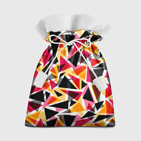 Подарочный 3D мешок с принтом Разноцветные треугольники в Санкт-Петербурге, 100% полиэстер | Размер: 29*39 см | абстрактный | геометрические фигуры | геометрический узор | желтый | красный | полигональный | разноцветный | треугольники | черный